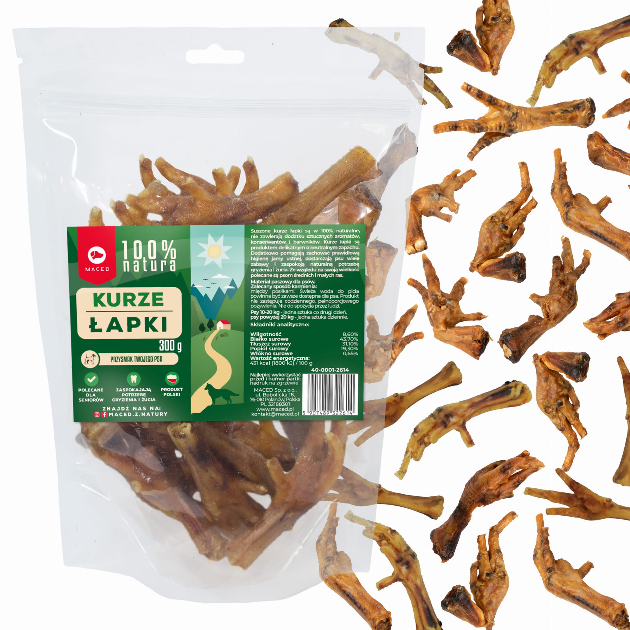 Maced Kurze Łapki Naturalny Przysmak Gryzak dla Psa 300g